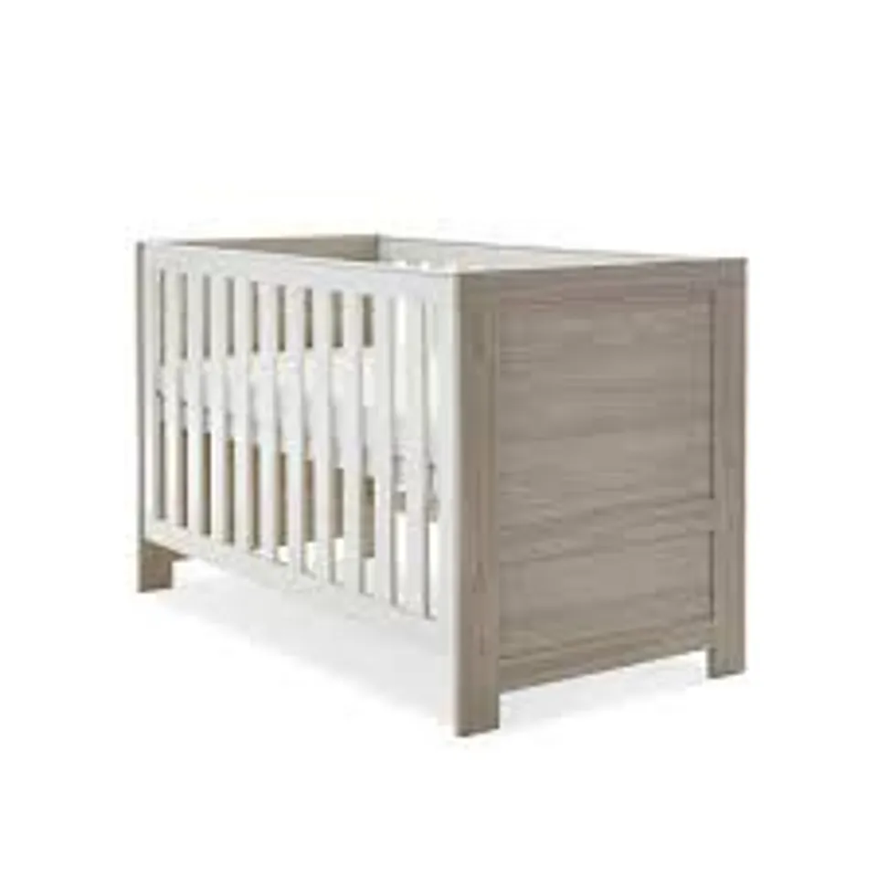 BOXED OBABY NIKA MINI COT BED - GREY WASH & WHITE (2 BOXES)