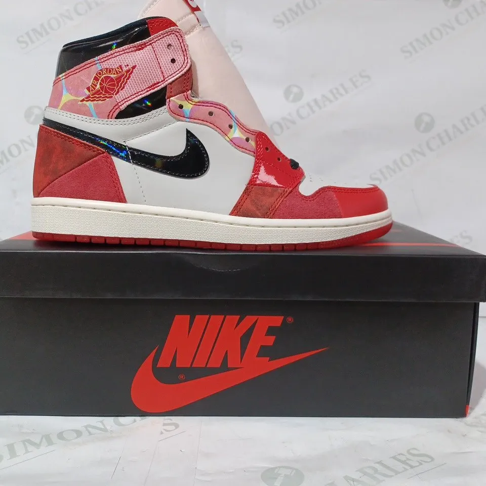 BOXED PAIR OF NIKE SIR JORDAN RETRO HIGH SHOES IN RED/MULTICOLOUR UK SIZE 7.5