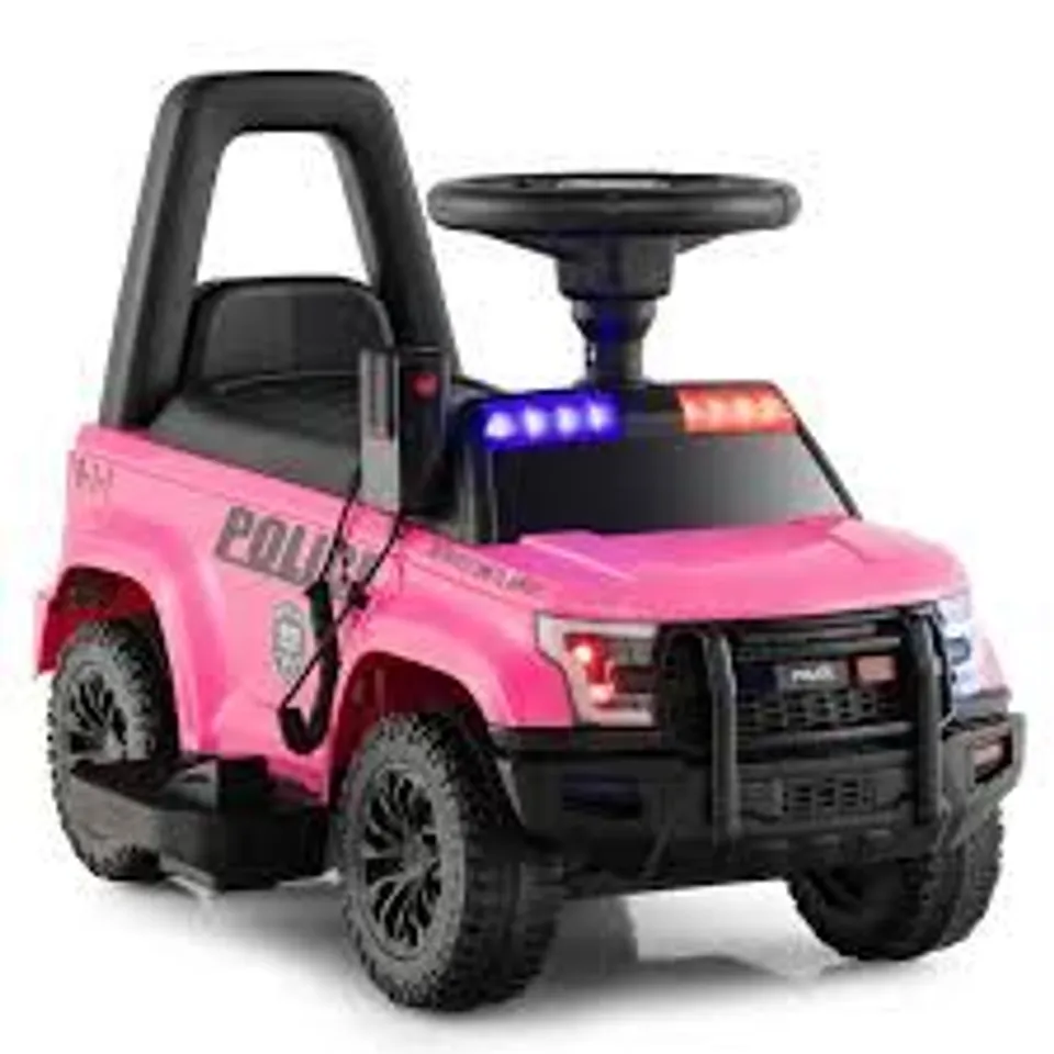 6V KIDS RIDE ON POLICE CAR WITH SIDE MEGAPHONE - PINK