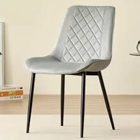 BOXED INDOOR LIVING AMELIA SET OF 2 GREY VELVET DINING CHAIR