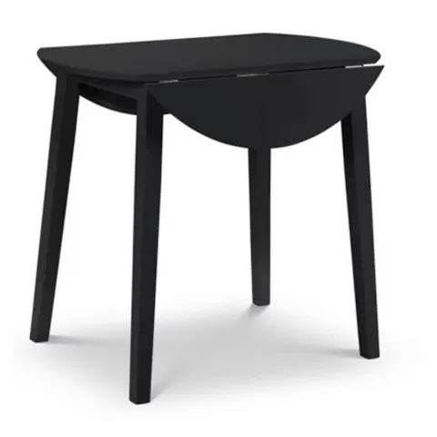 BOXED JULIAN BOWEN ROUND DROP LEAF TABLE IN BLACK - COLLECTION ONLY