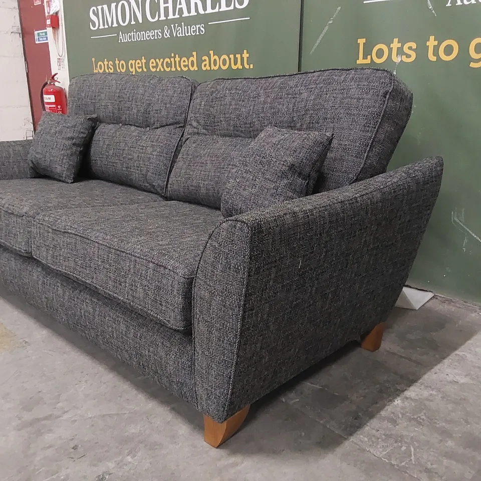 HALSTOW 3 SEATER HIGH BACK FABRIC SOFA - LISBON CHARCOAL 