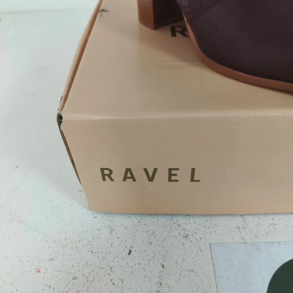 RAVEL BURGUNDY CROC LEATHER ANKLE BOOTS, UK 5 (EU 38)