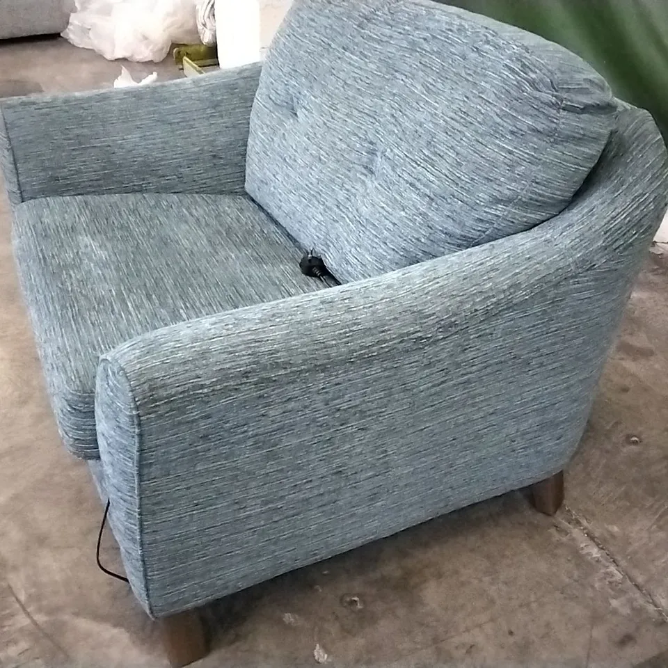 QUALITY BRITISH DESIGNED & MANUFACTURED G PLAN HATTON FORMAL BACK SNUGGLER POWER RECLINER CHAIR WAFFLE MARINE FABRIC  