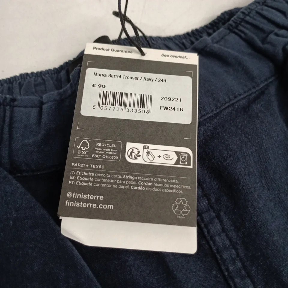 FINISTERRE MORVA BARREL TROUSERS – NAVY, SIZE 24R