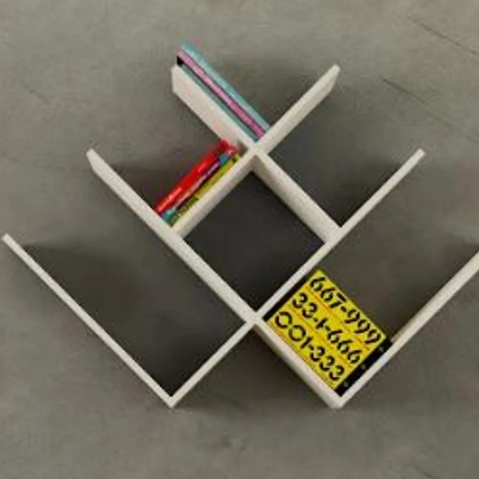 BRAND NEW BOXED WHITE CRISS CROSS SHELVING UNIT