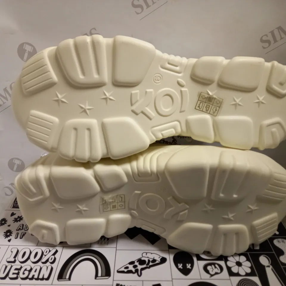 KOI VEGAN JINX WHITE MYSTIC CHARM TRAINERS - SIZE 6