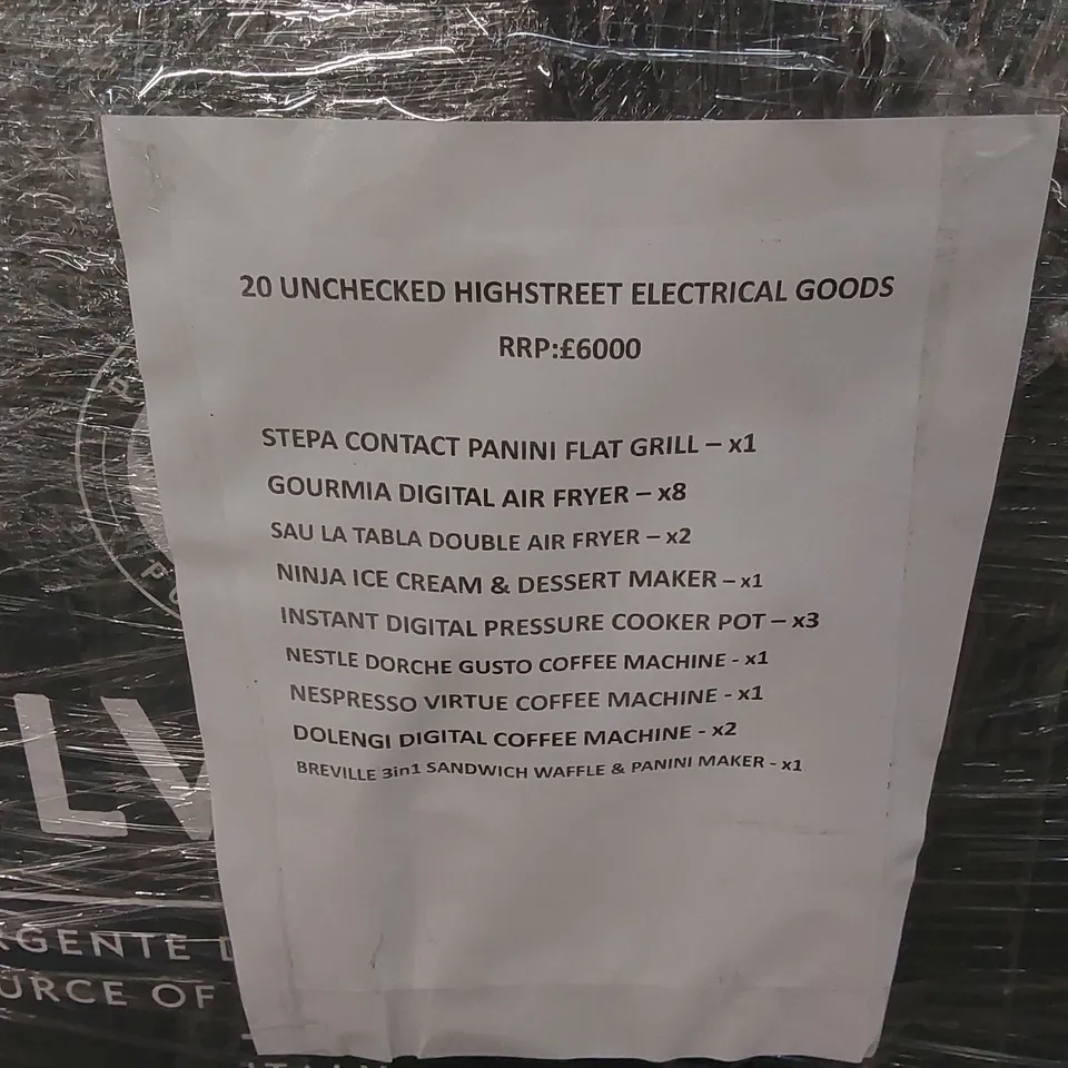 PALLET OF ASSORTED UNCHECKED HIGHSTREET ELECTRICAL GOODS