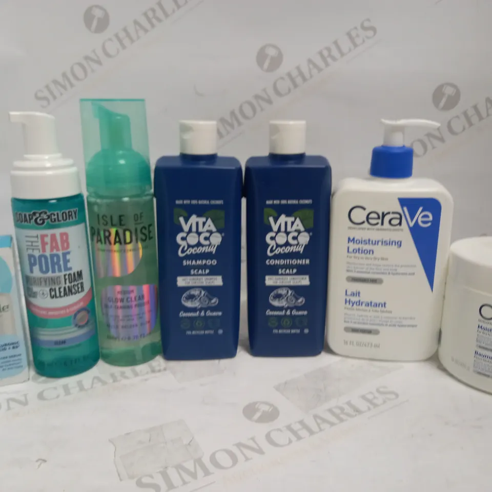 LOT OF APPROXIMATELY 20 ASSORTED HEALTH & BEAUTY ITEMS, TO INCLUDE CERAVE, VITA COCO, SOAP & GLORY, ETC