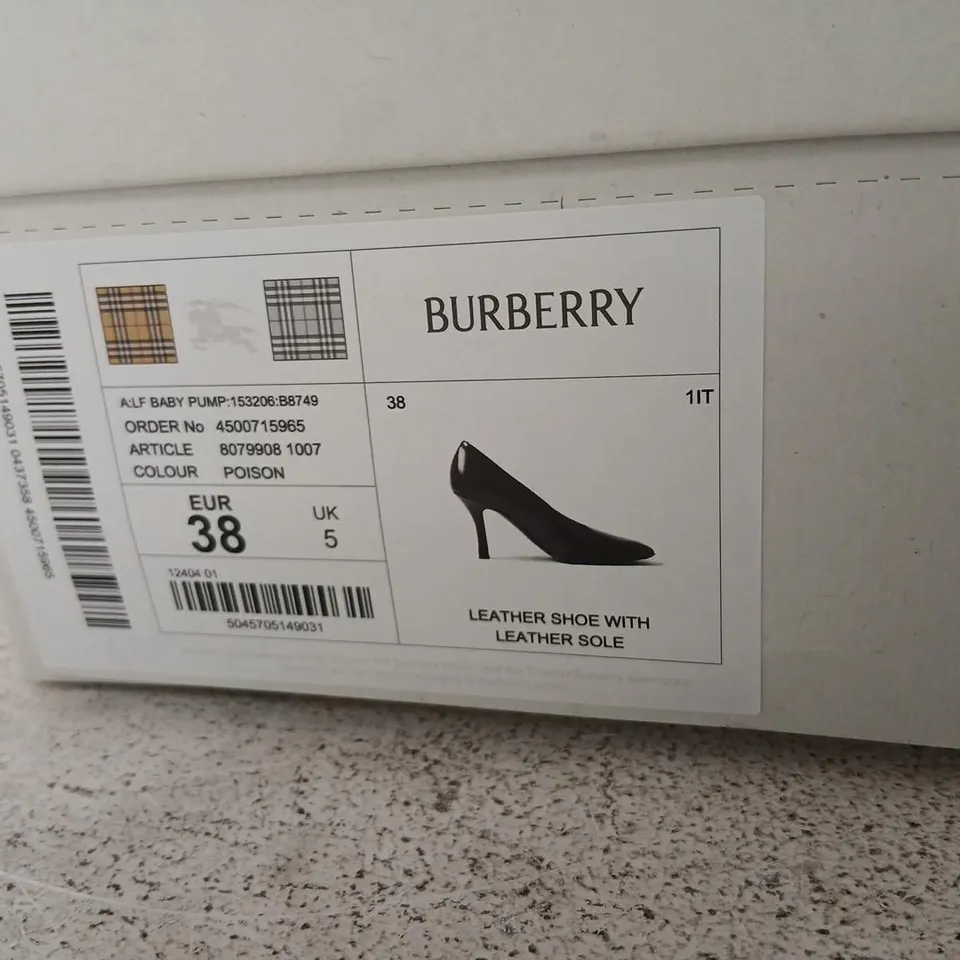 BURBERRY LEATHER PUMP SHOES – BURGUNDY, UK 5 (EU 38)