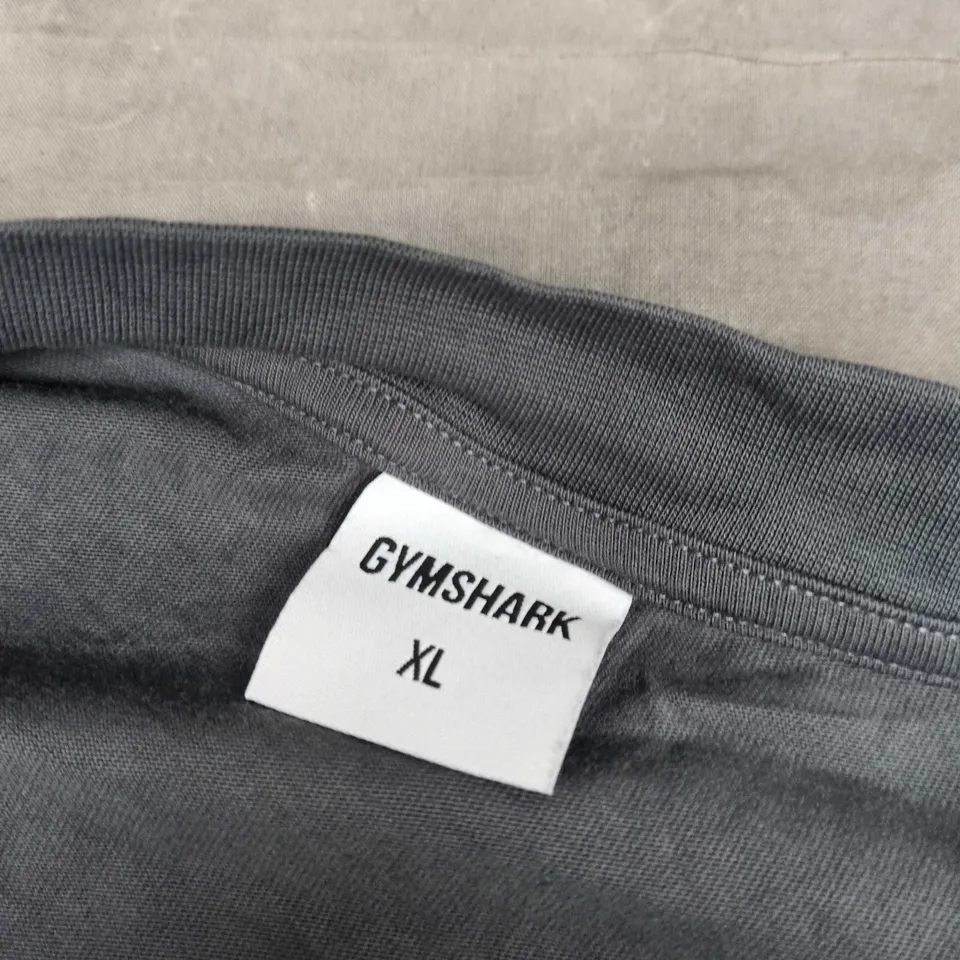 GYMSHARK T-SHIRT – DARK BLUE-GREY, BACK GLOBE PRINT, SIZE XL