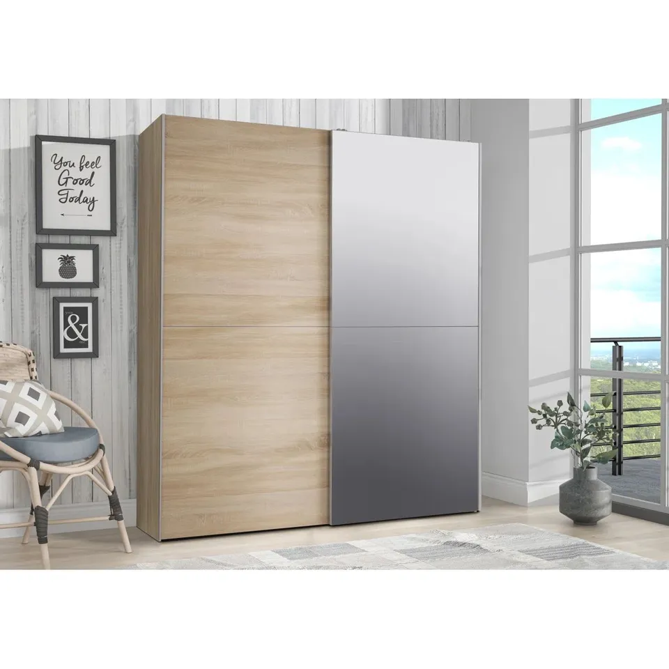 BOXED ALFARO 2 DOOR MANUFACTURED WOOD WARDROBE (5 BOXES)