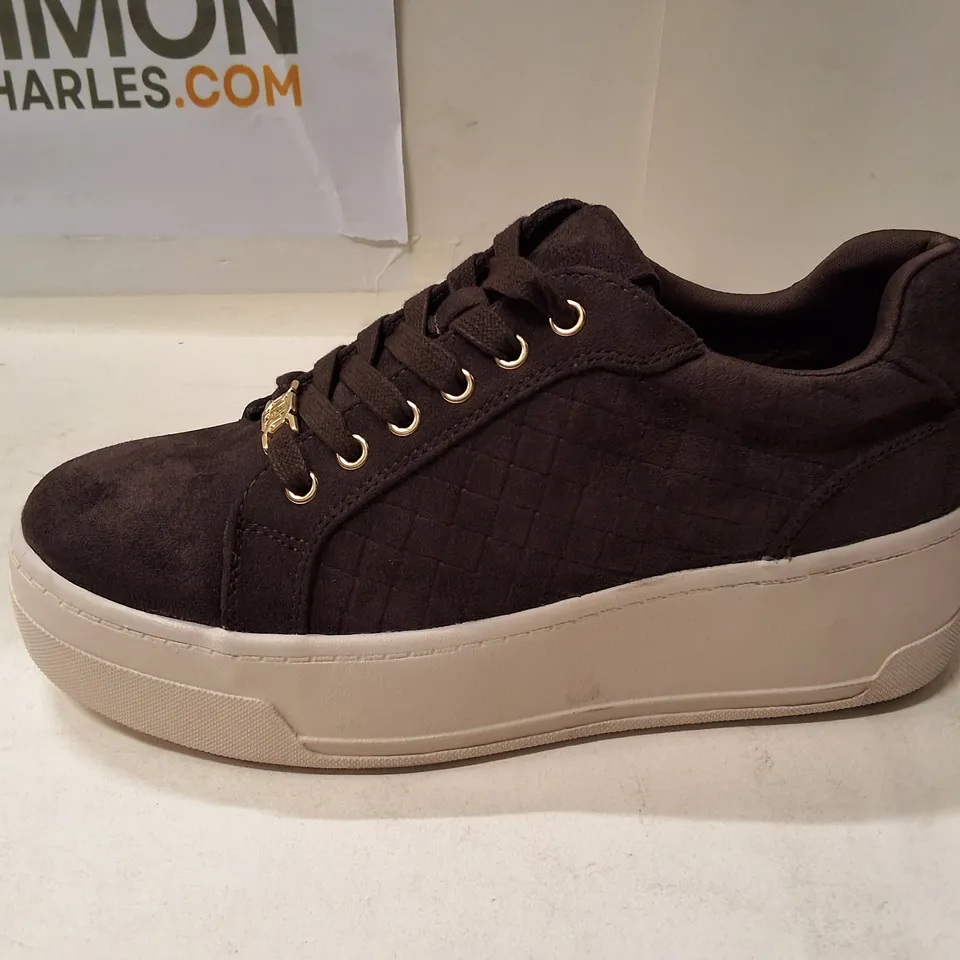 River Island Brown-Dark Suede Platform Trainers – UK 5 (EU 38)