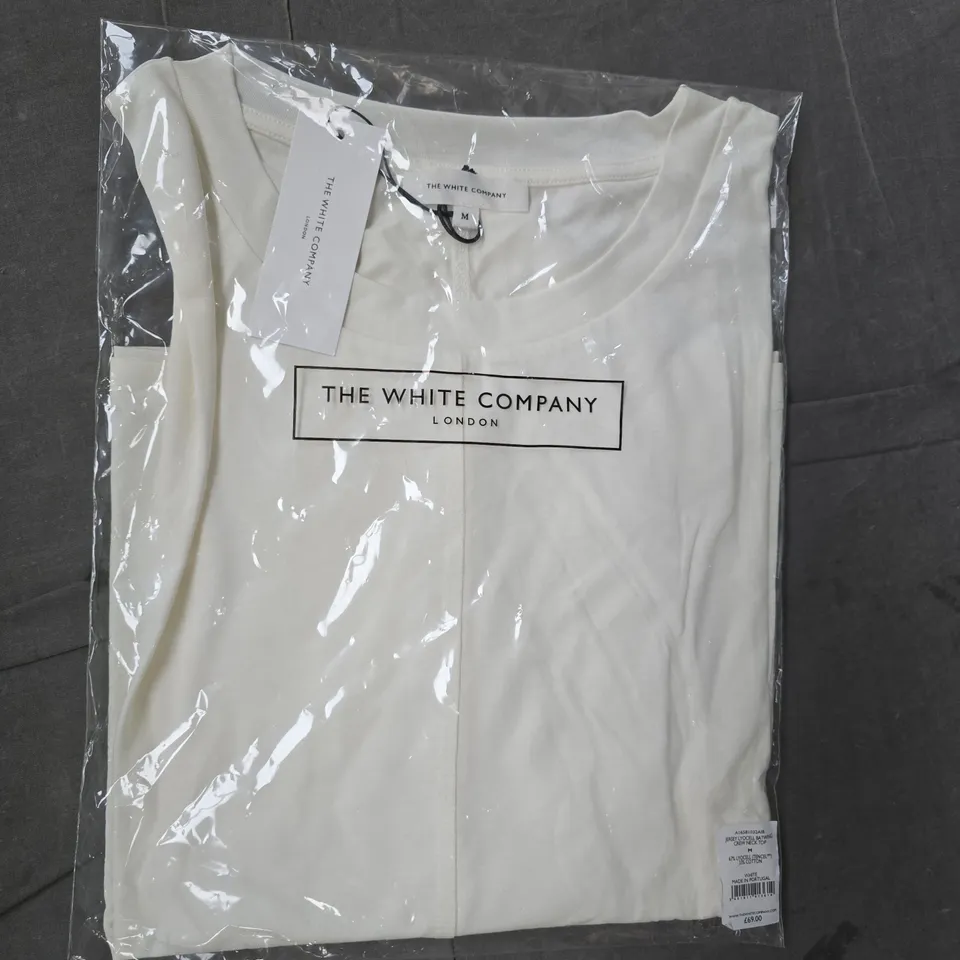 THE WHITE COMPANY JERSEY LYOCELL BATWING CREW NECK TOP IN CREAM SIZE MEDIUM