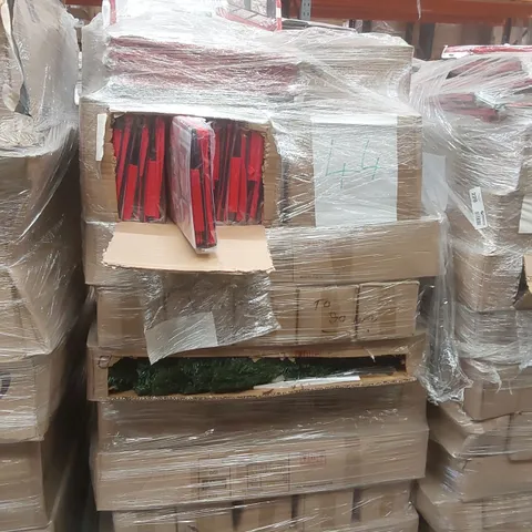 PALLET CONTAINING A VERY LARGE QUANTITY OF ASSORTED ITEMS INCLUDING: ARTIFICIAL CHRISTMAS TREES, CHRISTMAS PAPER STORAGE CASES ECT