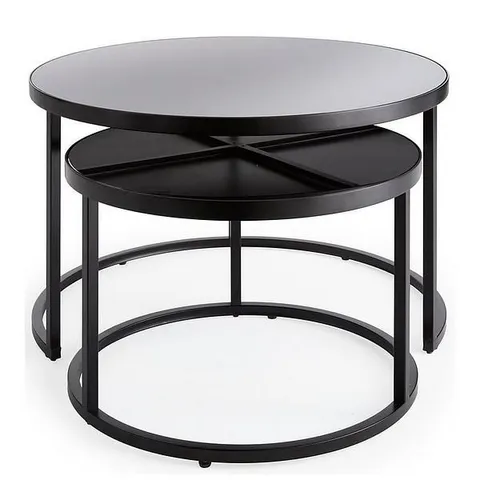 SHARD GLASS TOP NEST OF 2 TABLES - BLACK - COLLECTION ONLY