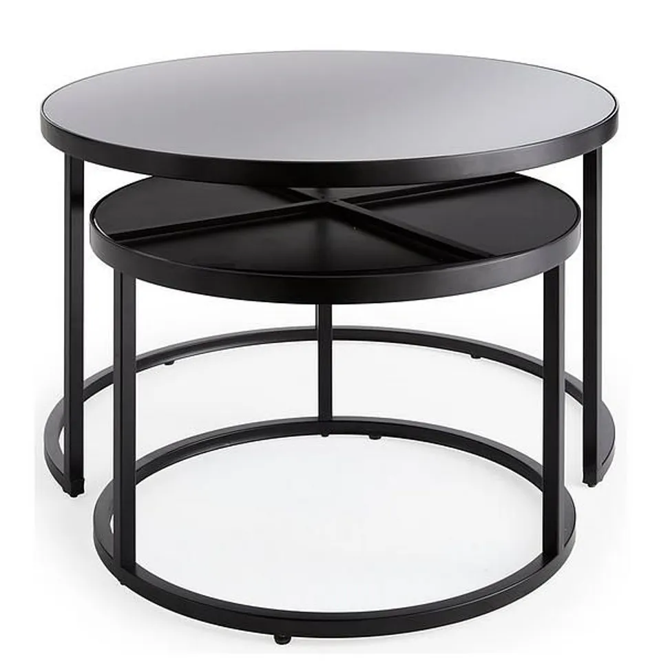 SHARD GLASS TOP NEST OF 2 TABLES - BLACK - COLLECTION ONLY