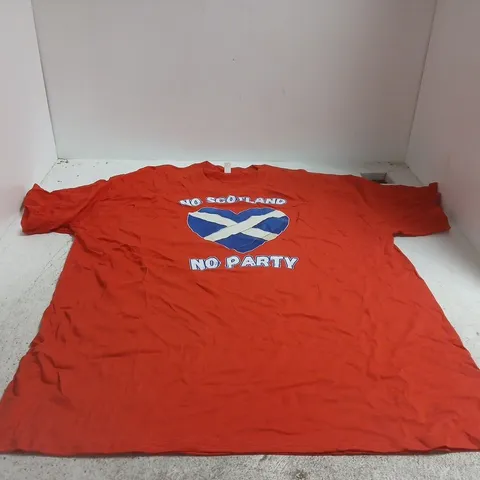 "NO SCOTLAND NO PARTY" RED T SHIRT FOOTBALL HUMOUR XL