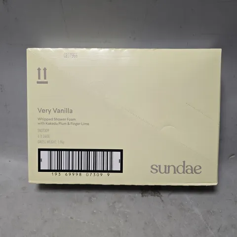 SEALED 6X260G SUNDAE VERY VANILLA WHIPPED SHOWER FOAM WITH KAKADU PLUM & FINGER LIME 