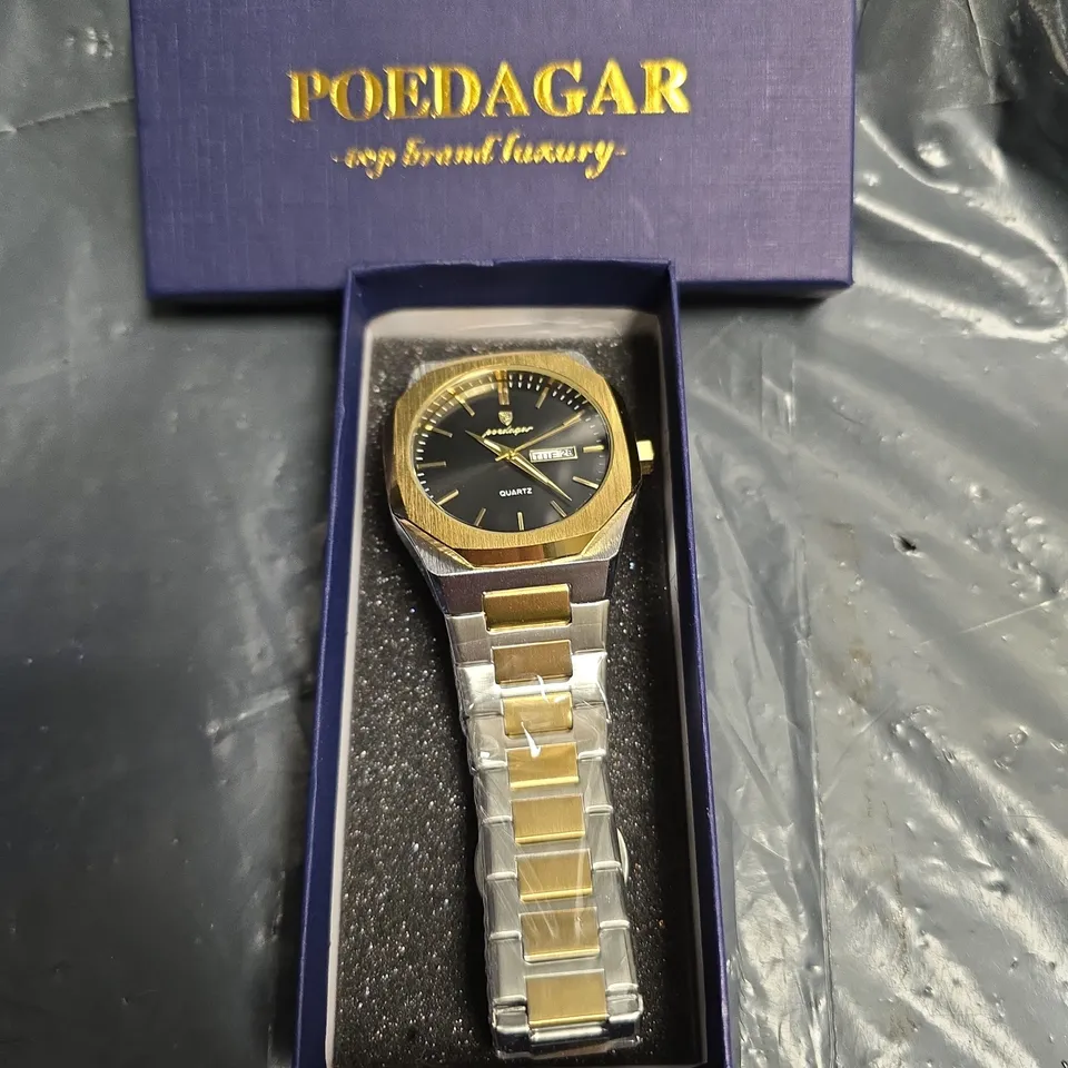 POEDAGAR TWO-TONE QUARTZ WRISTWATCH WITH DATE – BOXED 