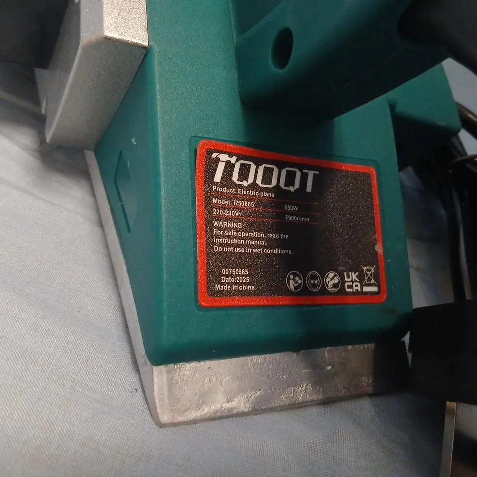 TOOT ELECTRIC PLANER – TEAL HANDHELD WOODWORKING TOOL (550W, 230V, UK PLUG)