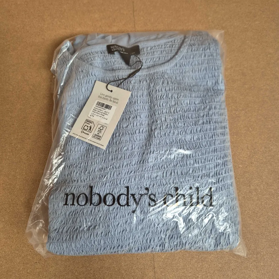 BAGGED NOBODYS CHILD BILLIE SHIRRED BODICE MIDI DRESS PLAIN BLUE - UK 12