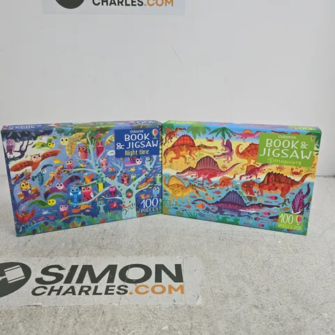 SET OF 2 ASSORTED USBORNE BOOK AND JIGSAWS (NIGHT TIME/DINOSAURS)