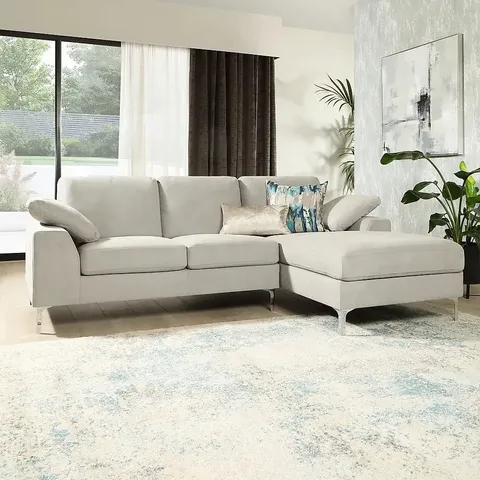 BOXED DESIGNER VALENCIA DOVE GREY PLUSH FABRIC L SHAPED CORNER SOFA (ONLY BOX 2 OF 2)