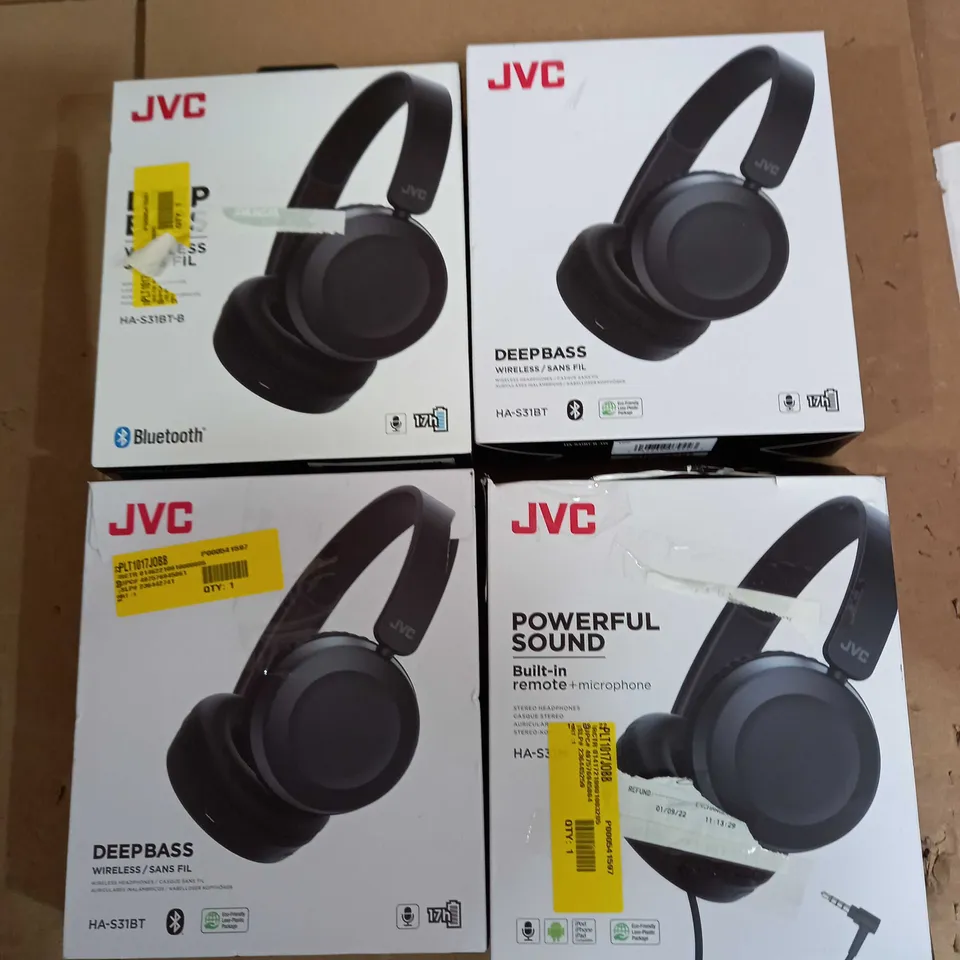 LOT OF 4 ASSORTED JVC HEADPHONES