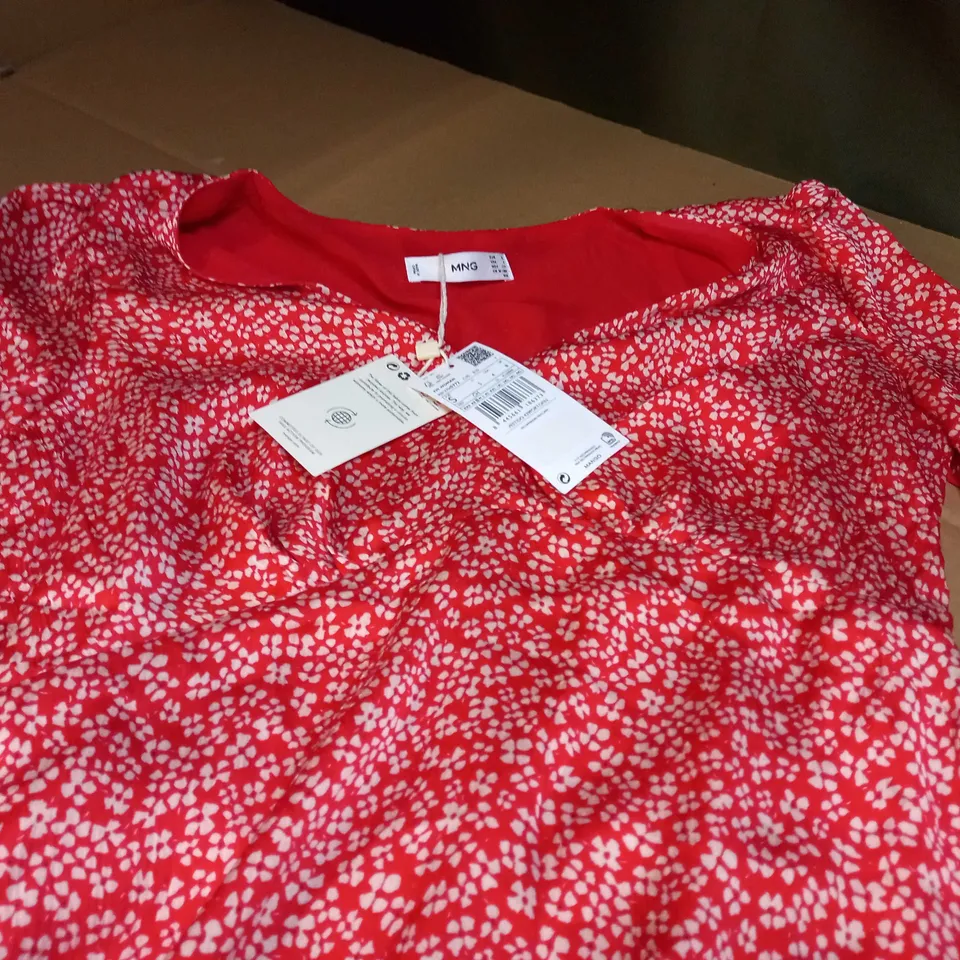 MNG RED DITSY TEA DRESS - SMALL
