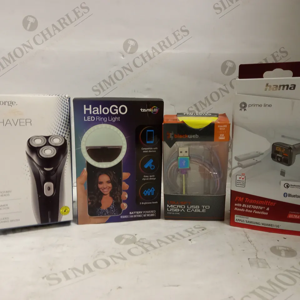 LOT OF APPROXIMATELY 20 ELECTRICAL ITEMS, TO INCLUDE CHARGER, LED RING LIGHT MINI, TRANSMITTER, ETC