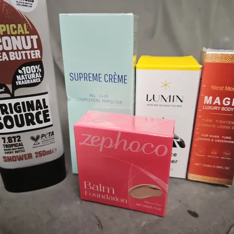 APPROXIMATEY 20 HEALTH AND BEAUTY PRODUCTS TO INCLUDE -ORIGINAL SOURCE - LUMIN CREAM - MAGIC BODY OIL - ZEPHOCO - ETC
