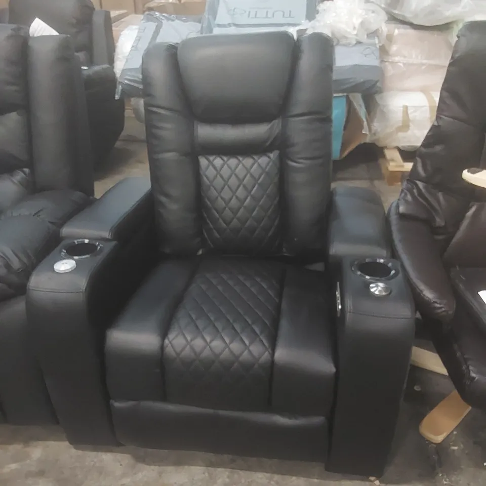 DESIGNER BLACK FAUX LEATHER UPHOLSTERED EASY CHAIR