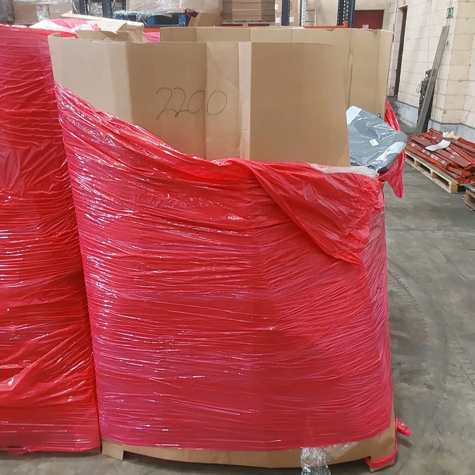PALLET OF ASSORTED HOUSEHOLD ITEMS AND CONSUMER PRODUCTS TO INCLUDE; KIDS PINK BICYCLE, GAMING/OFFICE CHAIR, NIGHTSTAND, TOILET SEAT, COFFEE TABLE ETC
