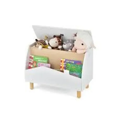 BOXED COSTWAY WHITE KIDS TOY BOX WITH SAFETY HINGE