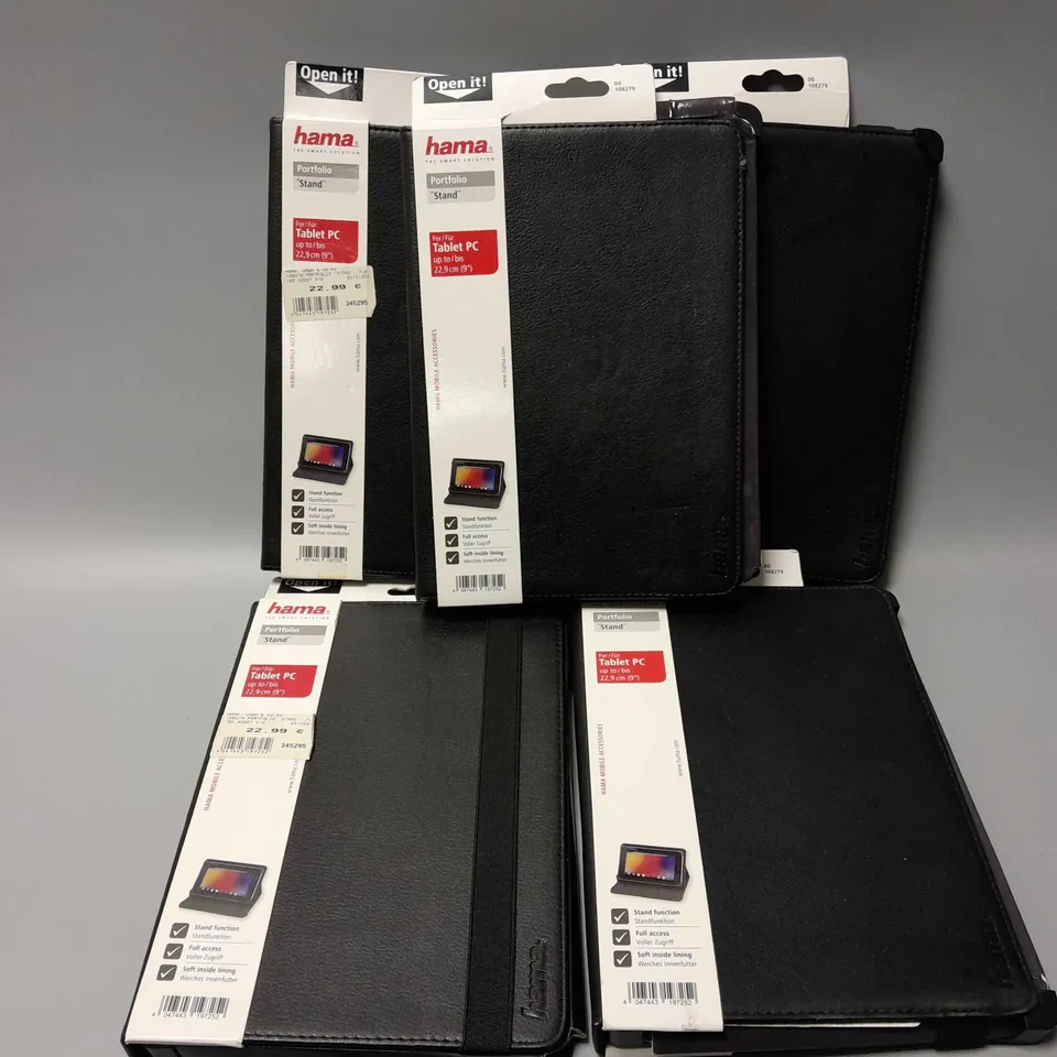 APPROXIMATELY 5 PACKAGED HAMA PORTFOLIO STAND CASES 9"