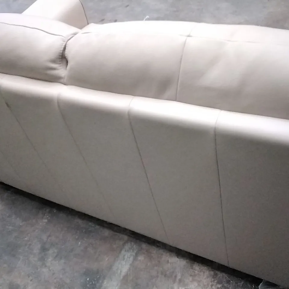 QUALITY ITALIAN DESIGNER ARENA SOFA IN BEIGE LEATHER
