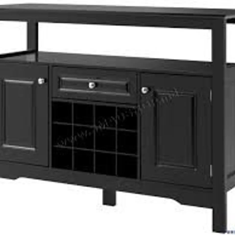 BOXED KITCHEN STORAGE SIDEBOARD WITH REMOVABLE WINE RACK AND DRAWER - BLACK