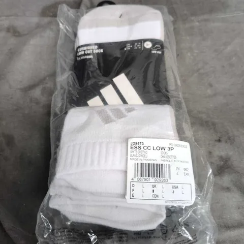 ADIDAS ESS CC LOW 3P SOCKS – WHITE, SIZE L (3 PACK)