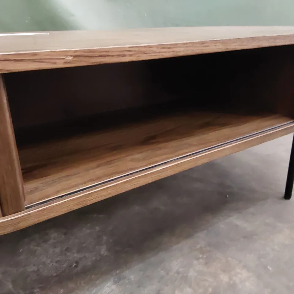 WOODEN OVAL COFFEE TABLE WITH STORAGE