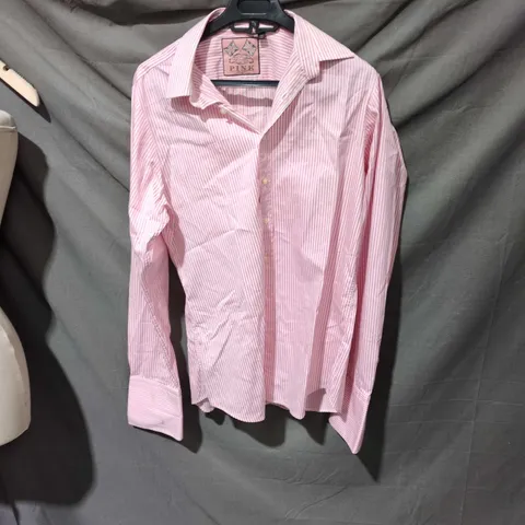 PINK STRIPE SHIRT BY VICTORIA'S SECRET – PINK/WHITE, SUPER SLIM FIT, MADE IN INDIA (39 CM)