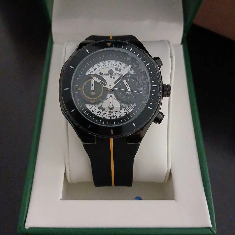 MANN EGERTON RAPTOR BLACK WHITE WATCH – SKELETON CHRONOGRAPH
