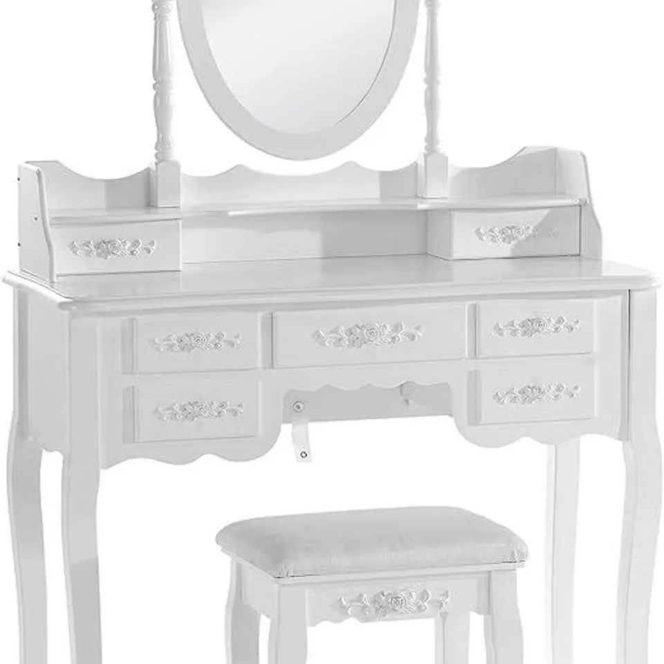 BOXED WOLTU DRESSING TABLE WITH STOOL WHITE 