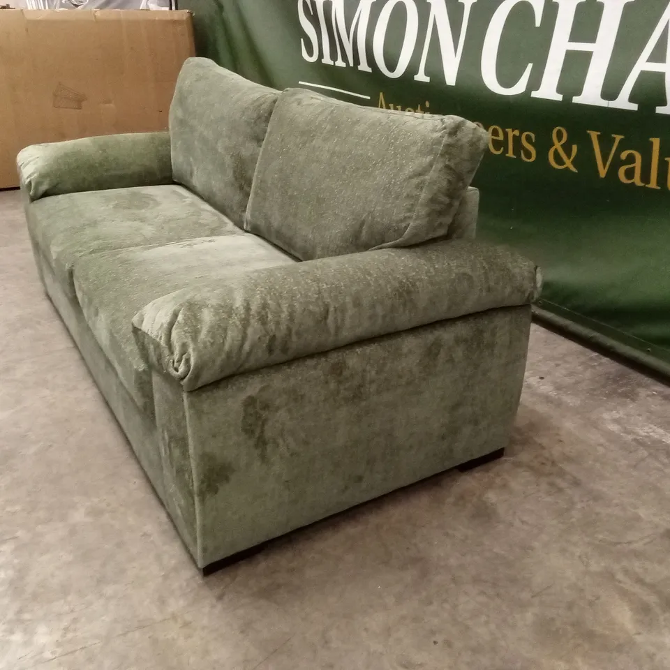 SALERNO STANDARD BACK 3 SEATER FABRIC SOFA - GREEN RRP £599