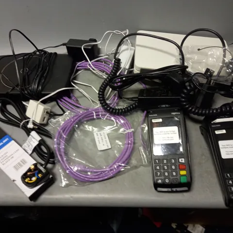 ASSORTED HOUSEHOLD ELECTRICAL GOODS TO INCLUDE INGENICO DESK/5000, 4 GANG EXTENSION LEAD 2M, AND BT SMARTHUB 2 ETC.