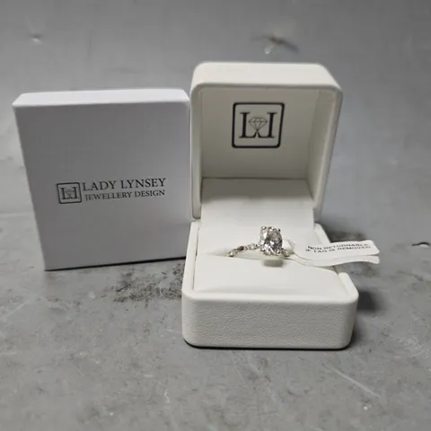 MOISSANITE LADY LYNSEY MOISSANITE 9CT WHITE GOLD 2.50CT TOTAL OVAL RING - SIZE UNSPECIFIED