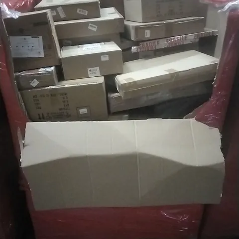 A PALLET CONTAINING ASSORTED HOUSEHOLD GOODS AND PRODUCTS TO INCLUDE; BOXED FURNITURE ETC