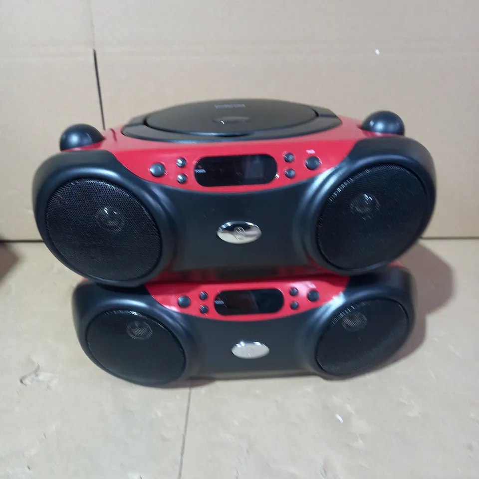 LOT OF 2 BLUETOOTH CD BOOMBOXES FROM POLAROID AND ASDATECH