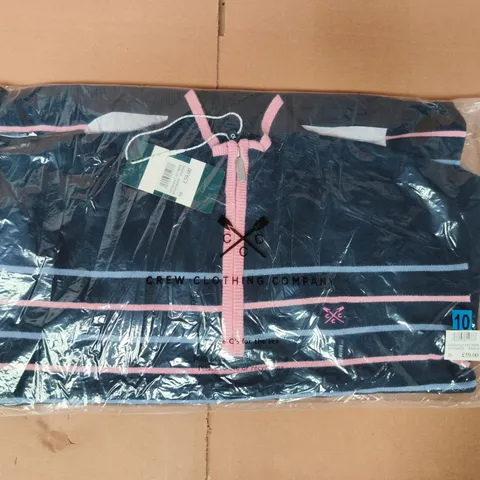 BAGGED CREW CLOTHING COMPANY KIEFER HALF ZIP JUMPER NAVY/PINK/BLUE STRIPES SIZE 10