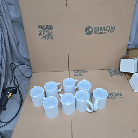 SET OF 8 PLAIN WHITE COFFEE MUGS